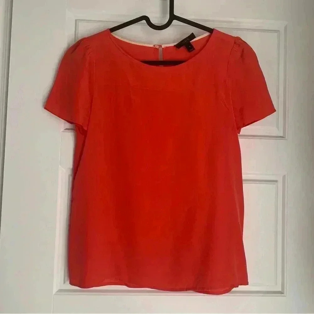J. Crew 100% silk orange top - size  0 Xs